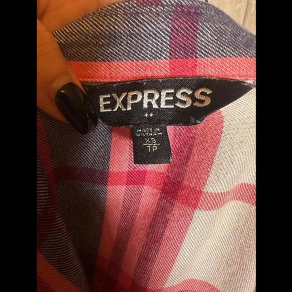 Express Plaid Button-Up Shirt - Size XS - Picture 2 of 2